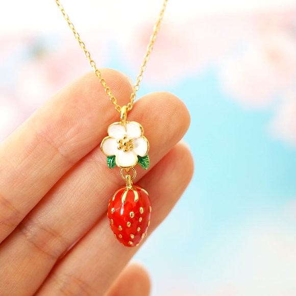 Kate Spade Picnic Perfect Strawberry Mini Pendant Necklace - Picture 6 of 11
